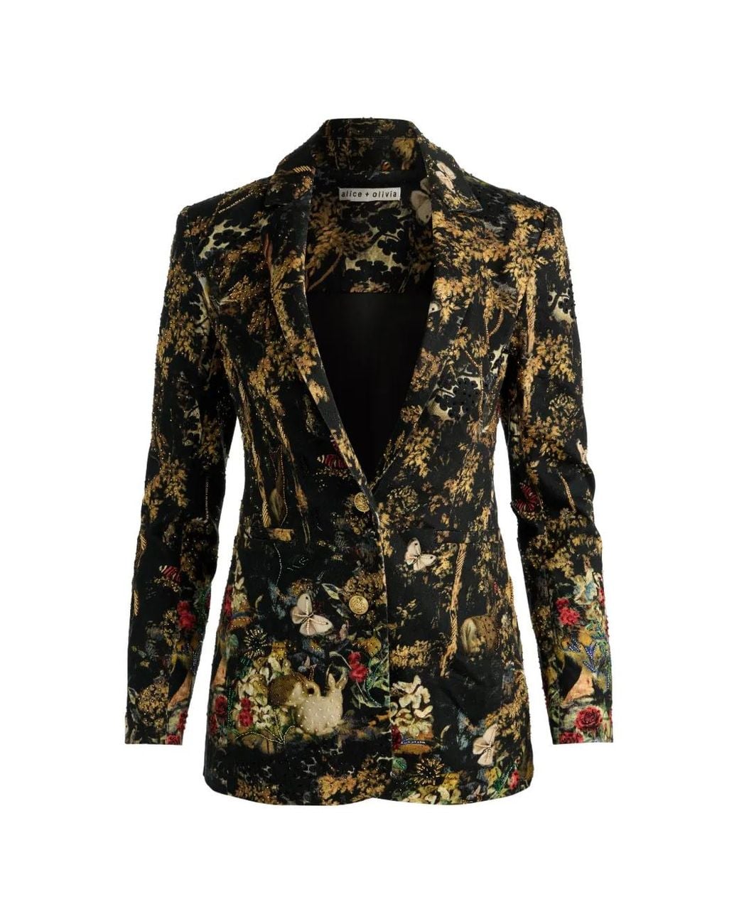 Alice + Olivia Black Breann Embroidered Blazer