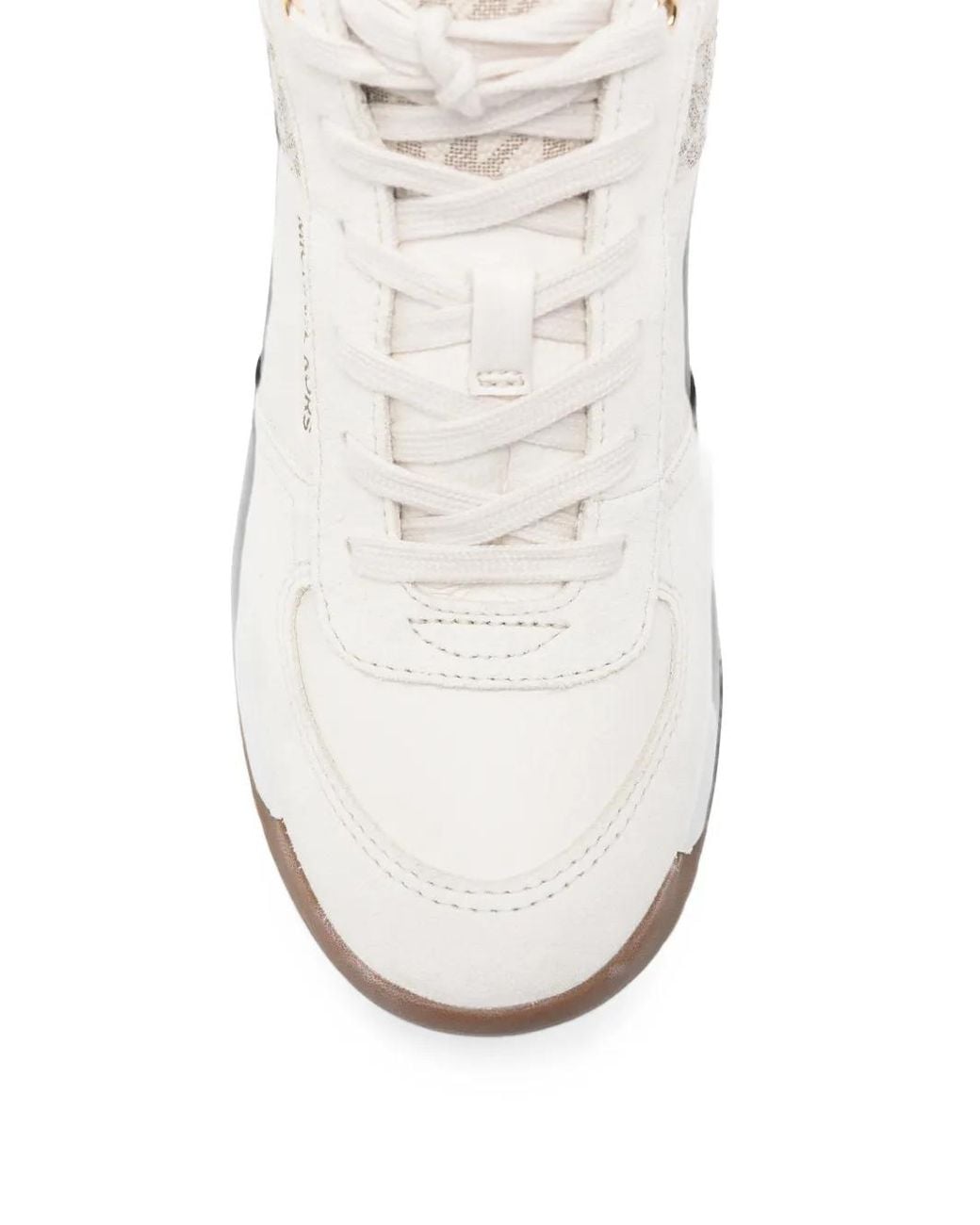 Michael Kors White Nikko Monogram-Print Wedge Sneakers