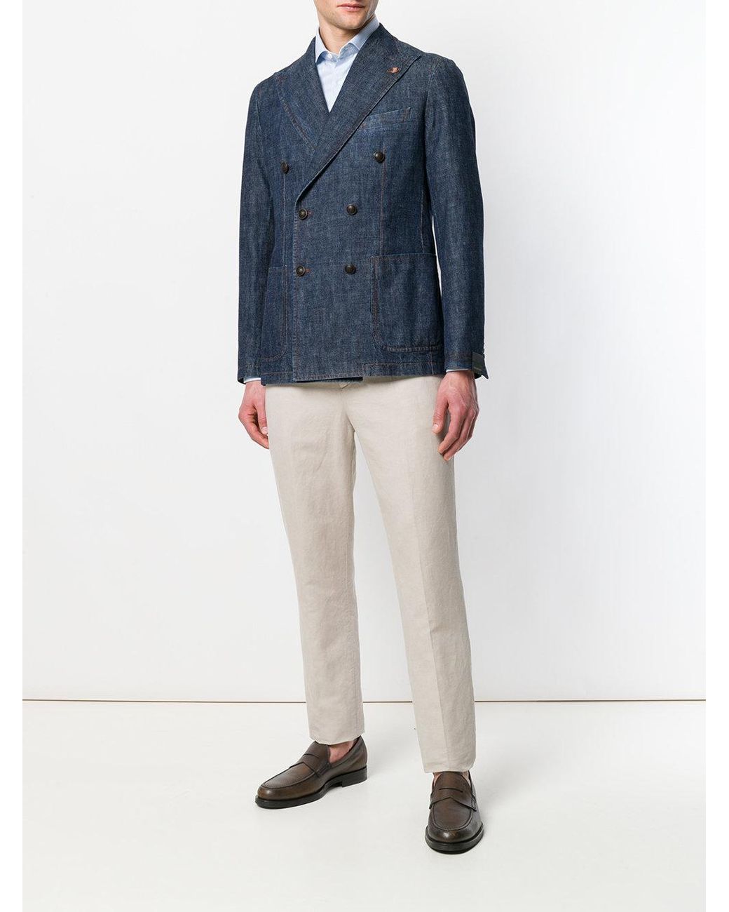 Tagliatore Double Breasted Denim Jacket 