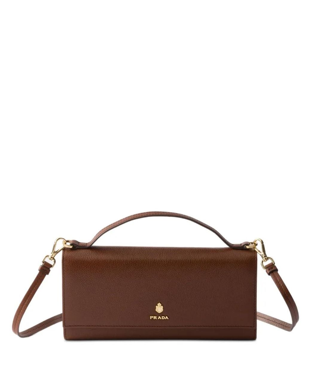Prada Brown Leather Wallet Shoulder-Strap Mini Bag