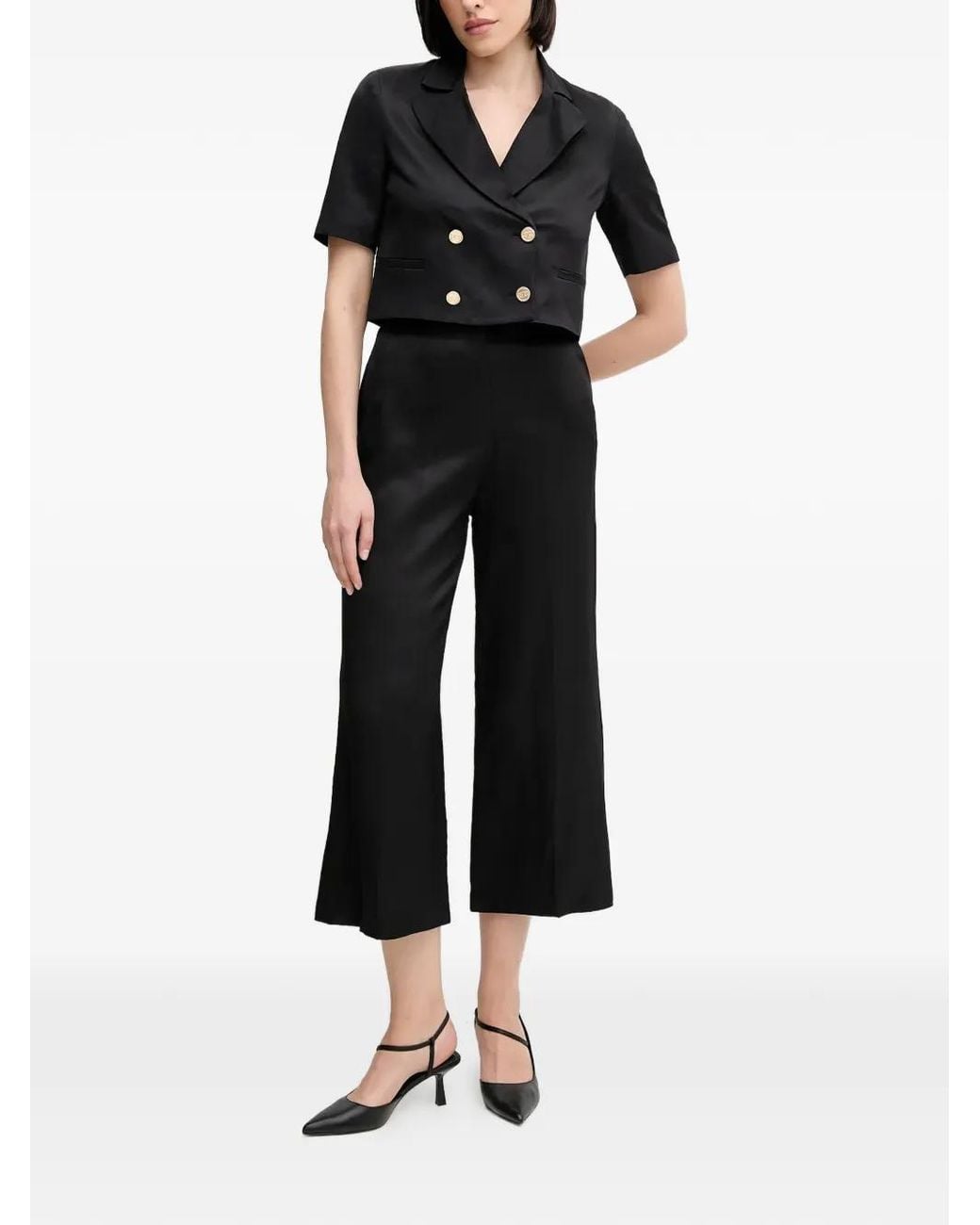 GAUDI Black Double-Breasted Cropped Blazer