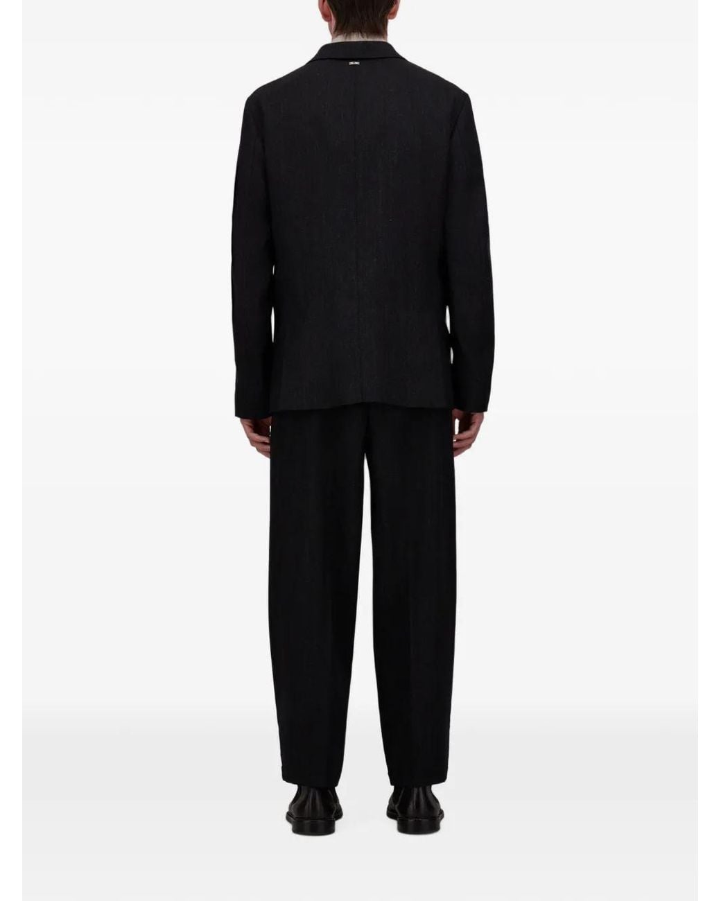 Herno Black Wool-Twill Pleated Trousers for men
