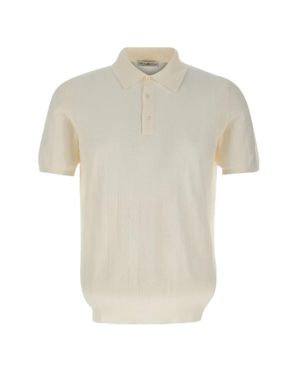 Della Ciana White Ribbed-Knit Polo Shirt for men