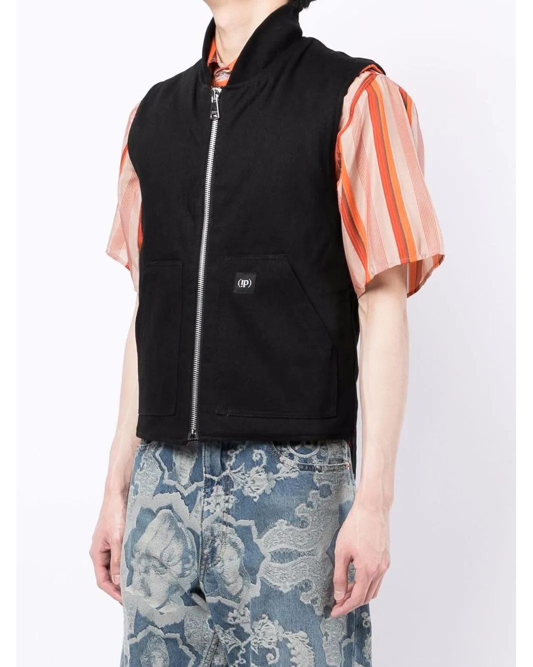 (DI)VISION Black Logo-Patch Zip-Up Gilet for men