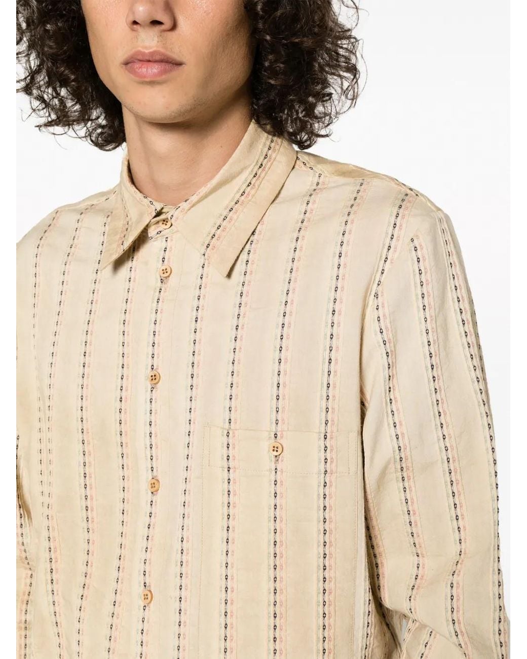Camisa A Rayas Uma Wang de hombre de color Natural
