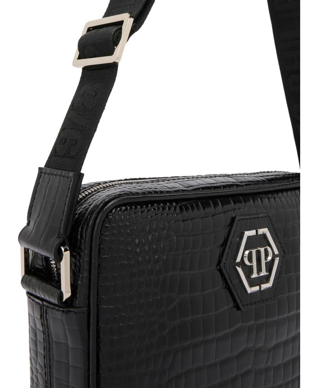 Philipp Plein Black Small Logo Patch Crossbody Bag for men