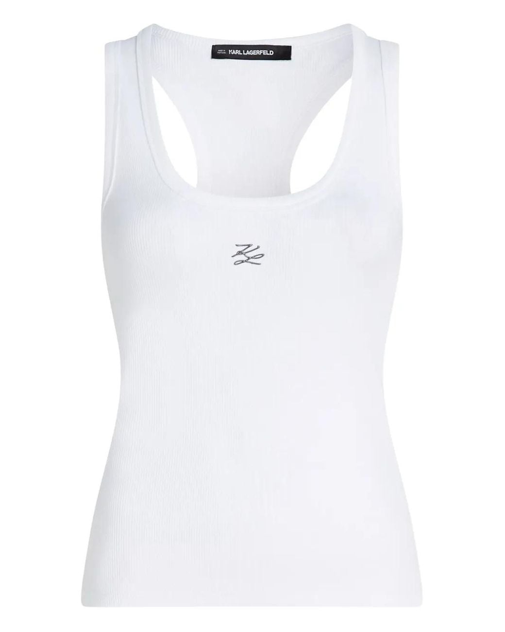 Karl Lagerfeld White Autograph Ribbed Tank Top