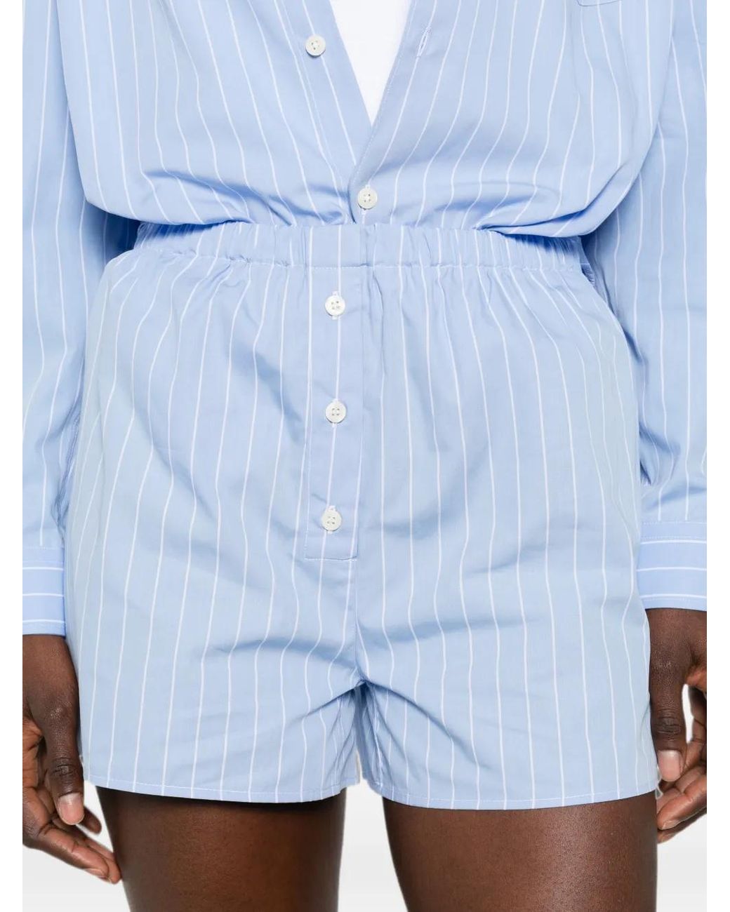 Sporty & Rich Blue Vertical-Stripe Shorts