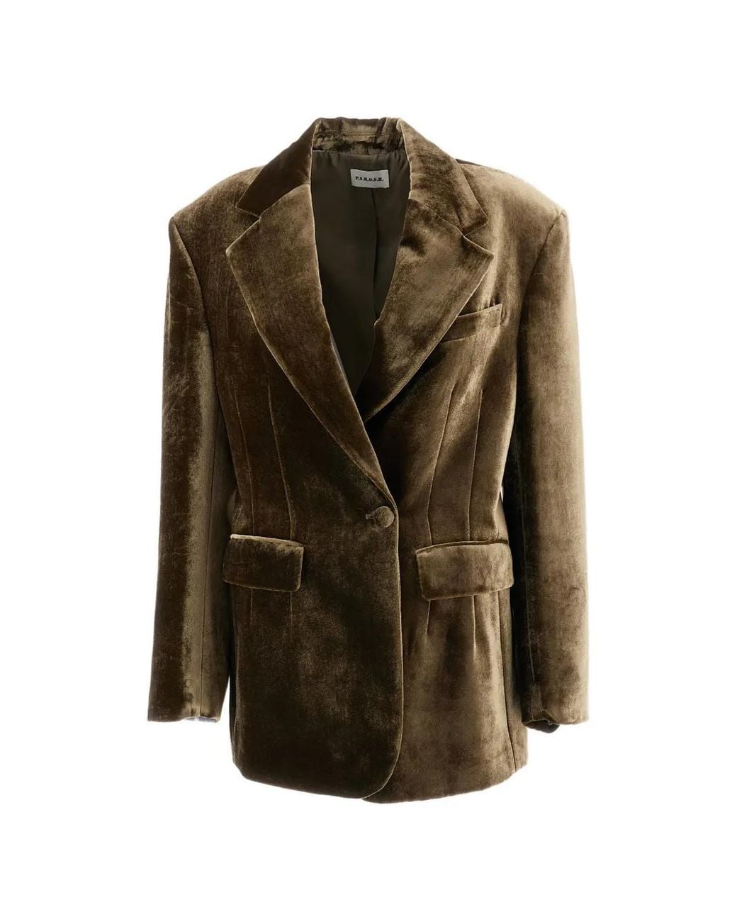 P.A.R.O.S.H. Green Ravel Velvet Single-Breasted Jacket