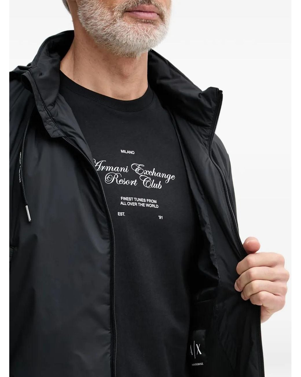 ARMANI EXCHANGE Black Stretch Nylon Jacket With Zip for men