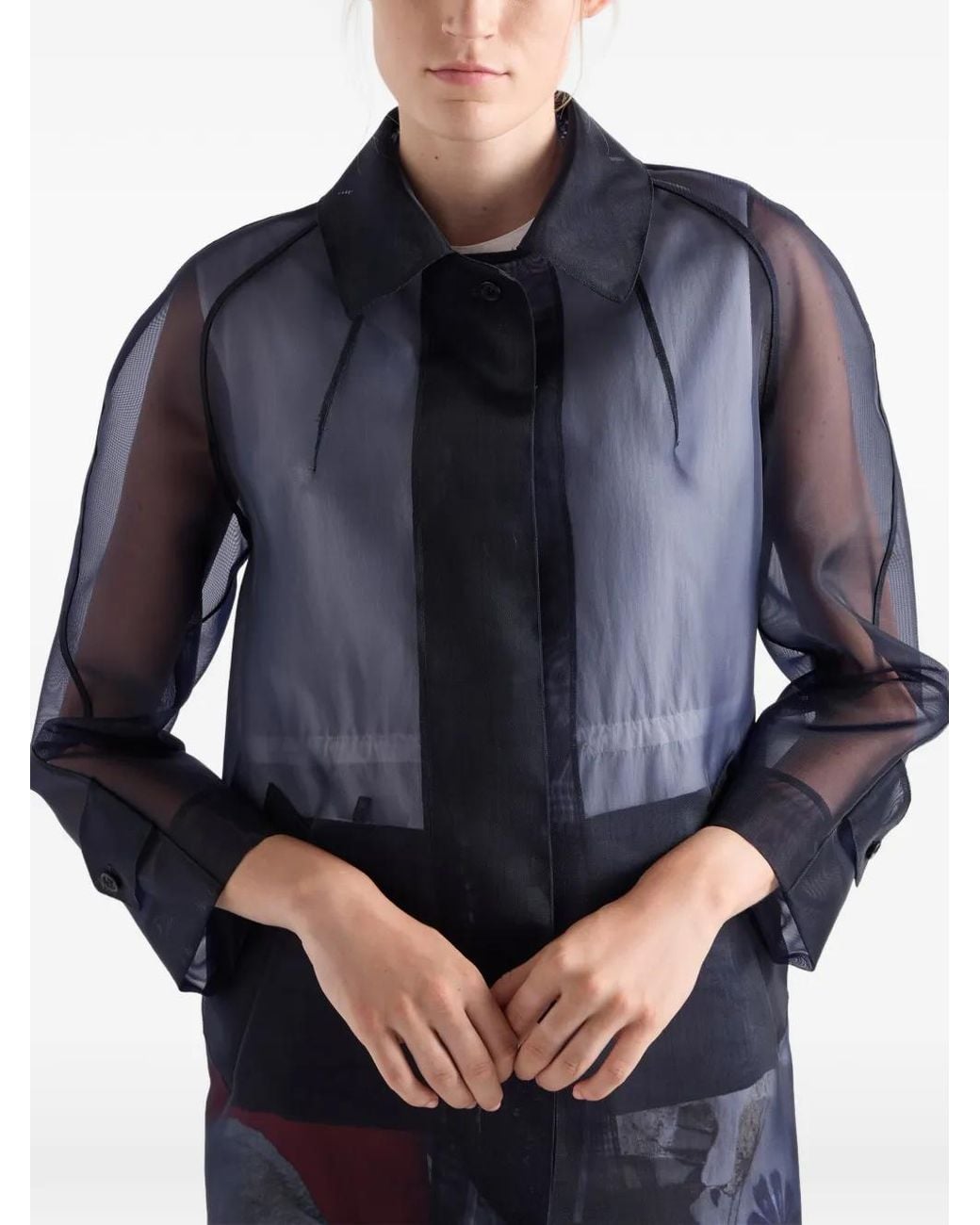 Prada Blue Single-Breasted Crinoline Coat