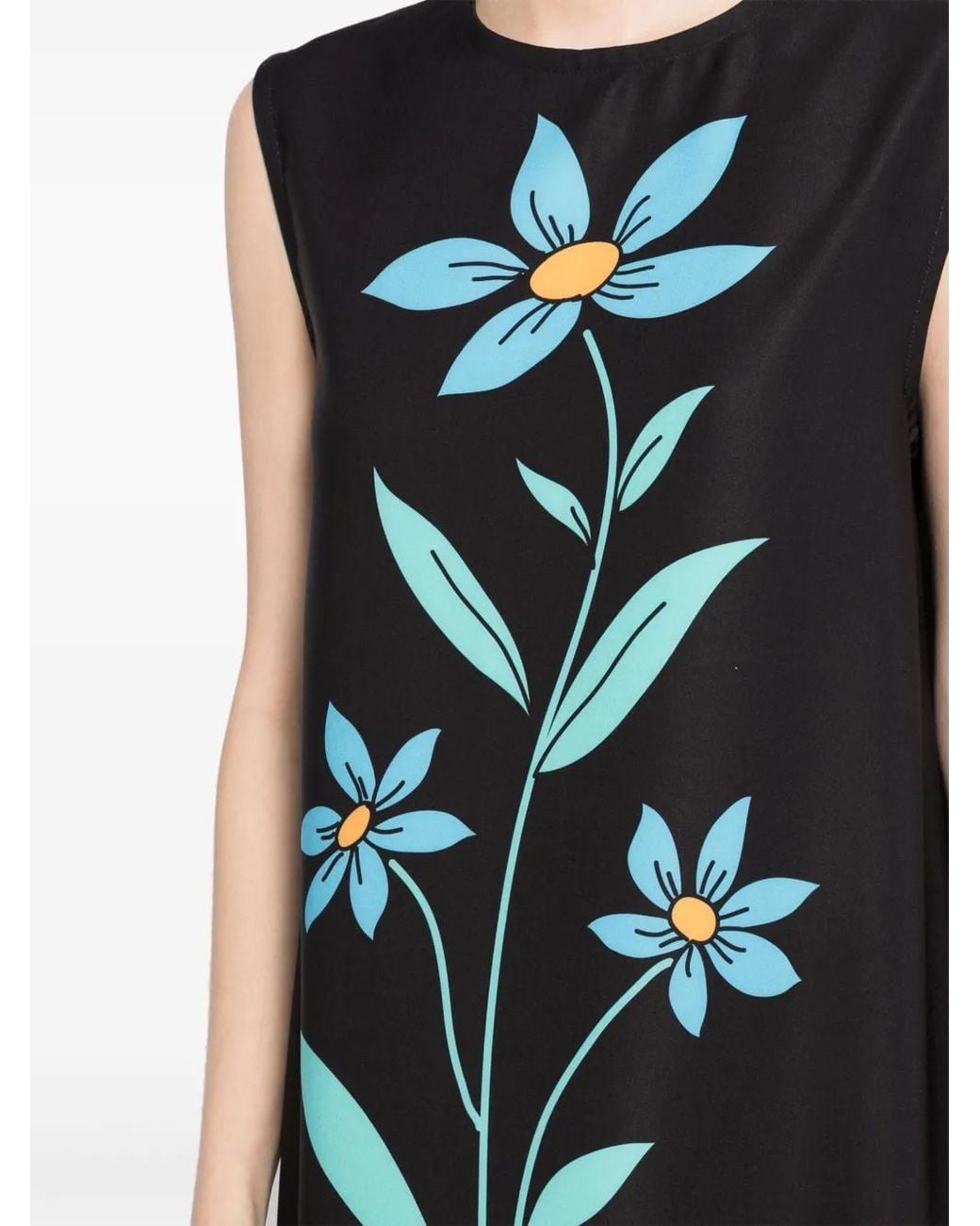 Bambah Black Hibiscus Sleeveless Dress