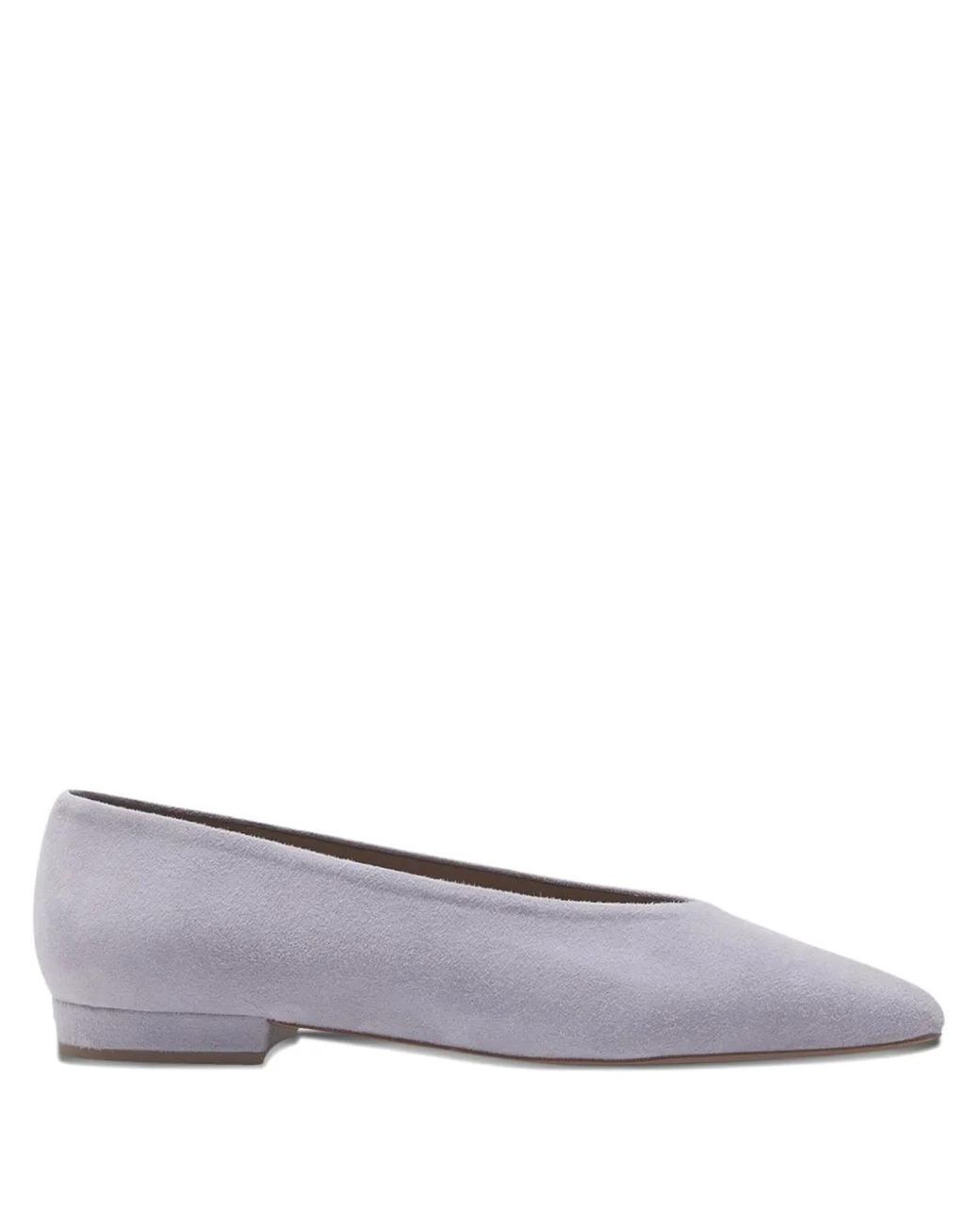 Flattered Gray Pointed-Toe Suede Flat Pumps