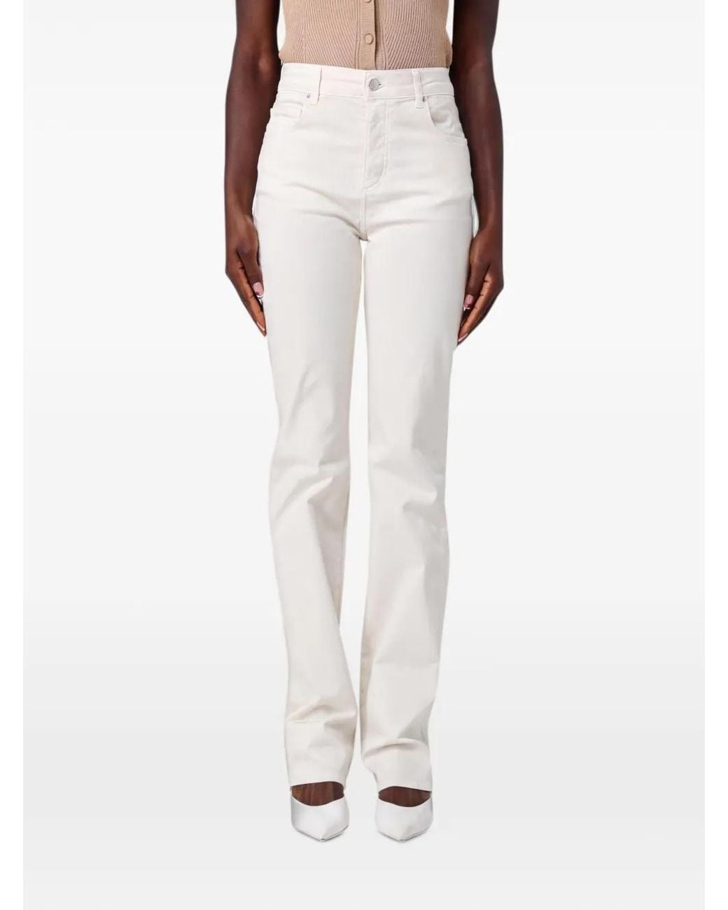 Emporio Armani White Jean Droit À Coupe Stretch
