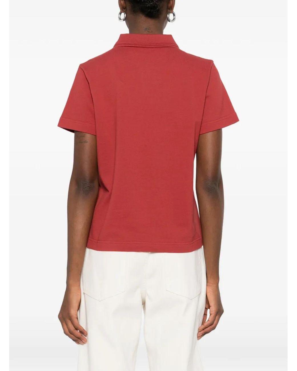 Moncler Red Logo-Patch Polo Shirt