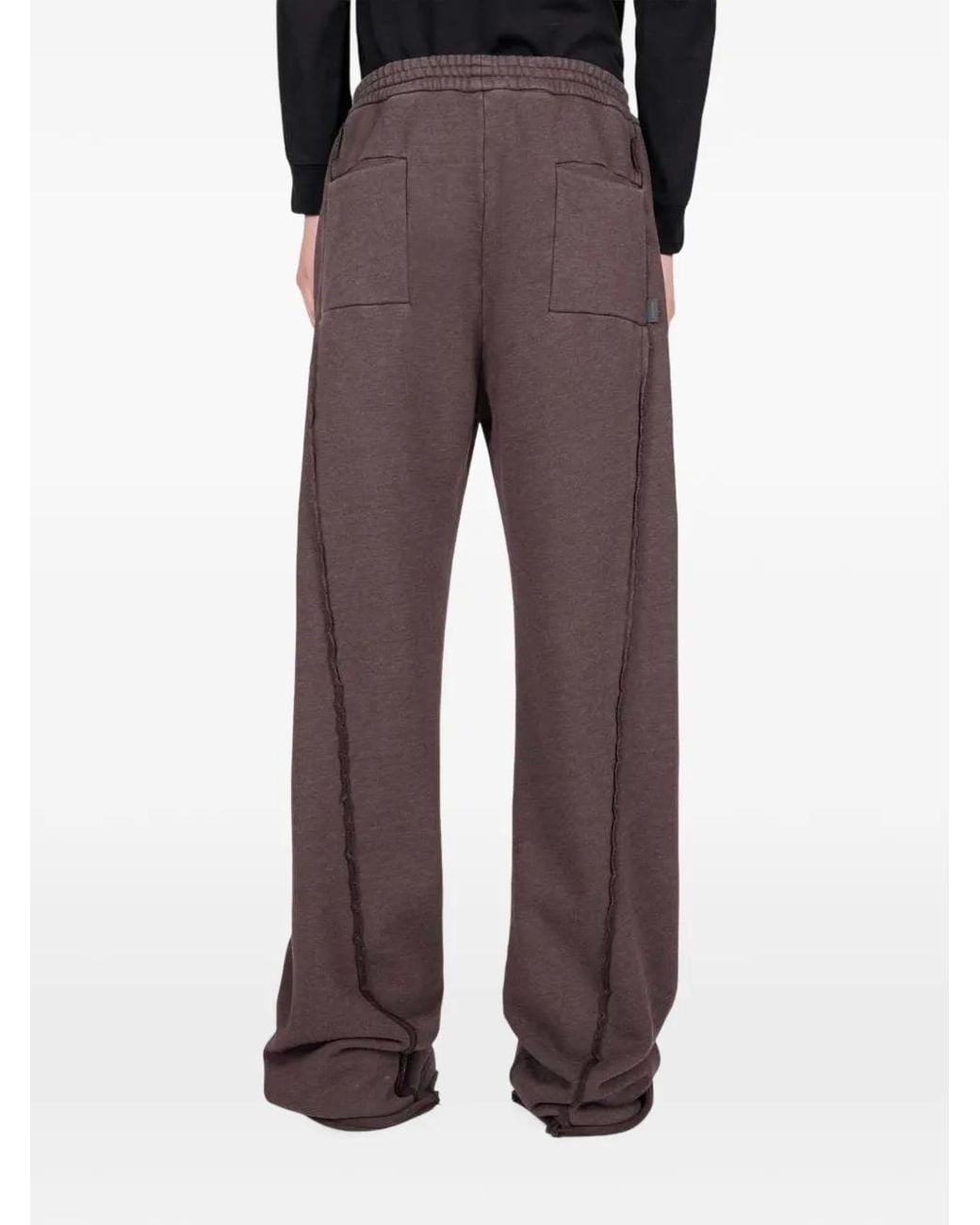 Haikure Brown Raw-Edge Drawstring Track Pants for men