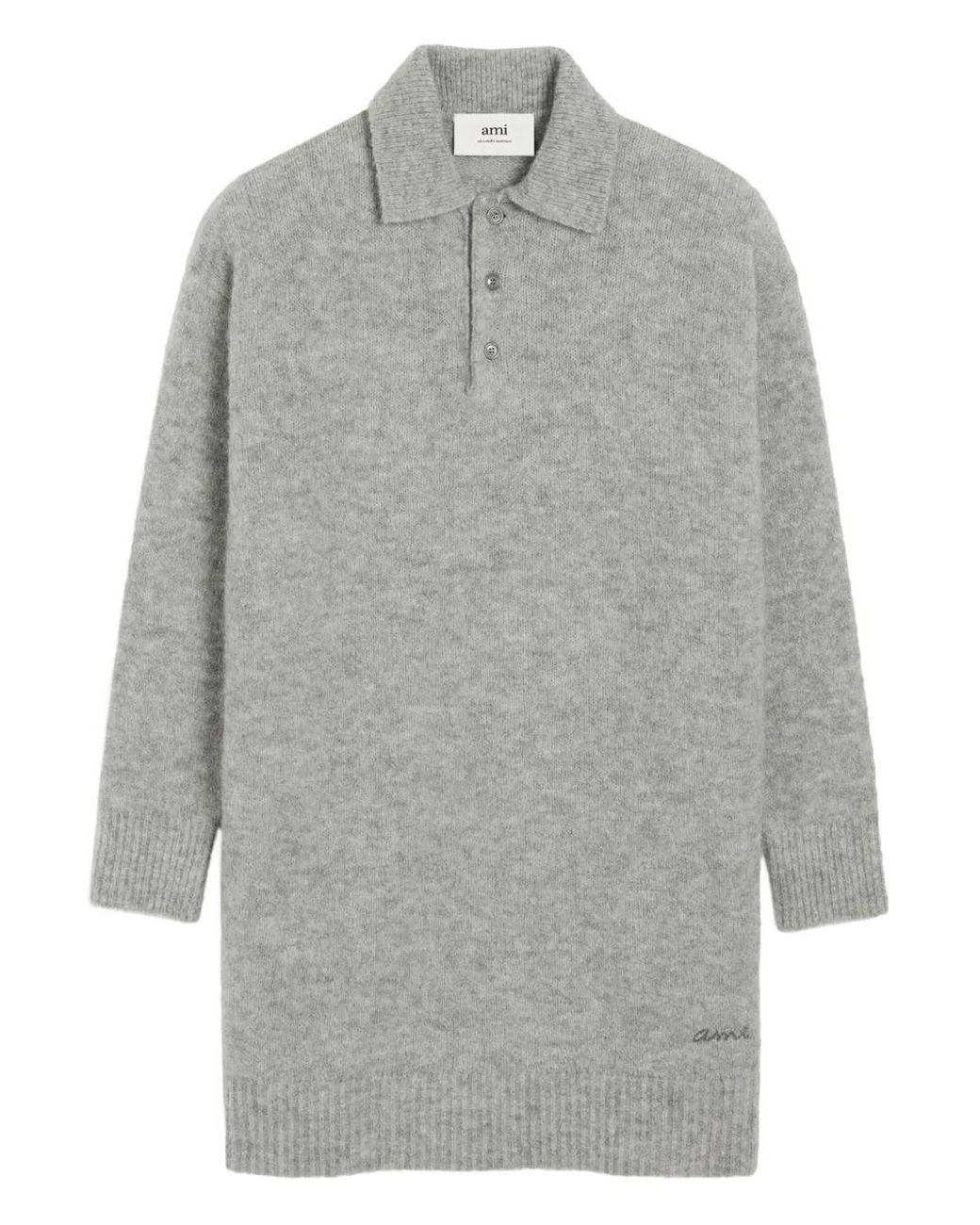 AMI Gray Ami Polo Dress