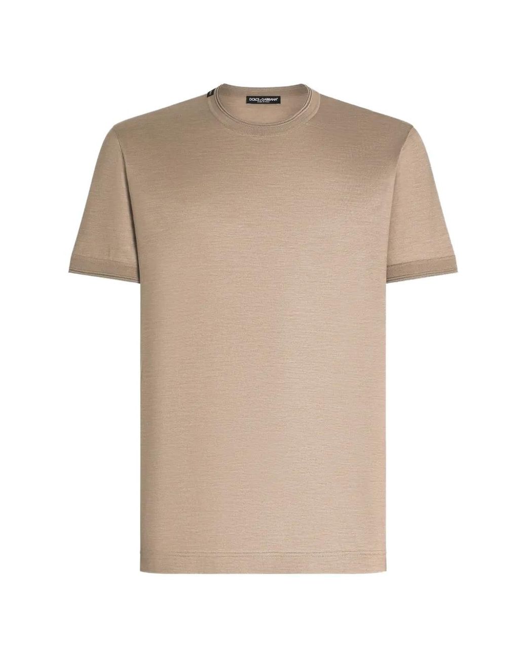 Dolce & Gabbana Natural Short-Sleeved Silk T-Shirt for men