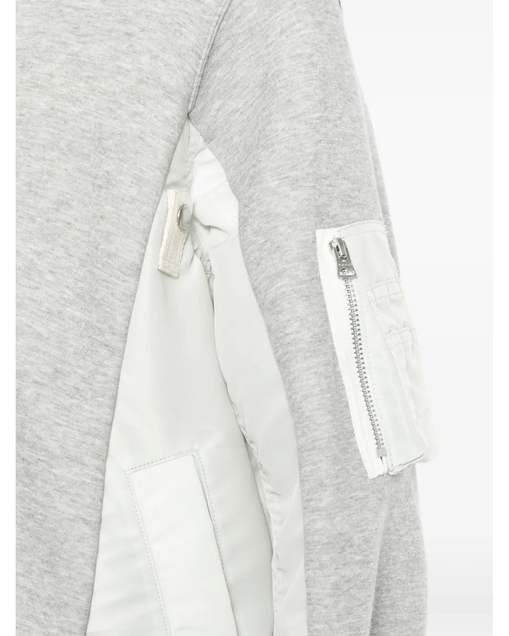 Sacai White Panelled Zip-Up Hoodie for men