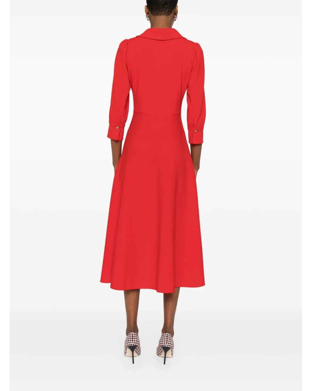 Vestido Midi De Crepé Nissa de color Red