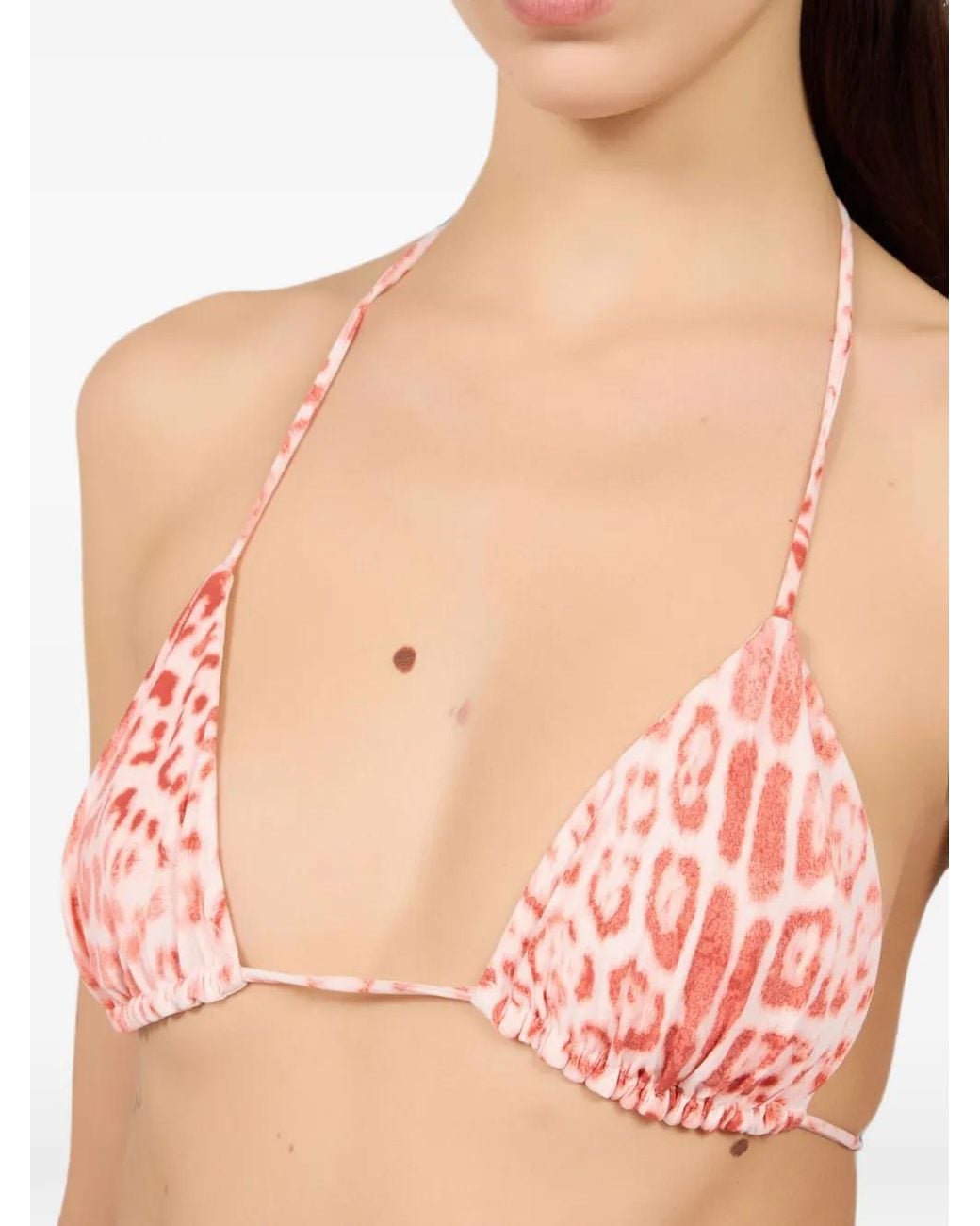 Roberto Cavalli Pink Jaguar-Print Triangle Bikini Top