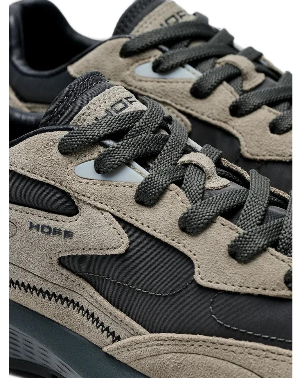 HOFF Black Panelled Calf Leather-Trim Sneakers for men