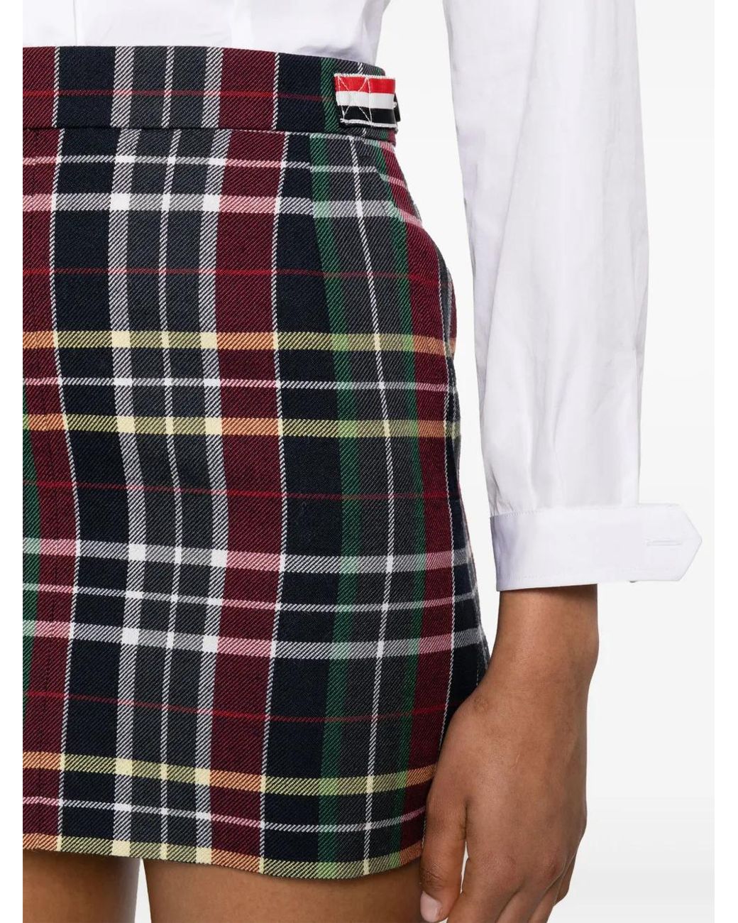 Thom Browne Blue Tartan-Check Wool Miniskirt