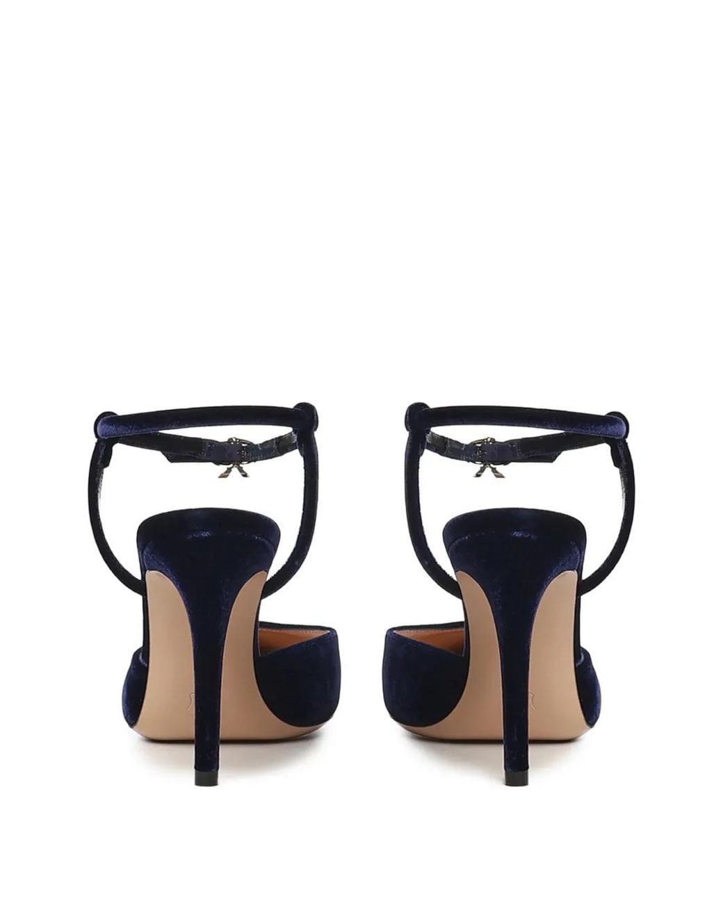 Gianvito Rossi Blue Pointed-Toe Ankle-Strap Pumps