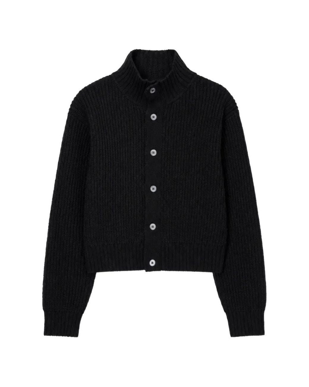 DUNST Black Ribbed-Knit High-Neck Sweater