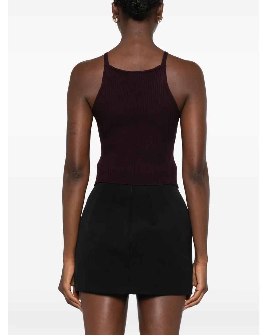 Courreges Geribbelde Top Met Logopatch in het Purple