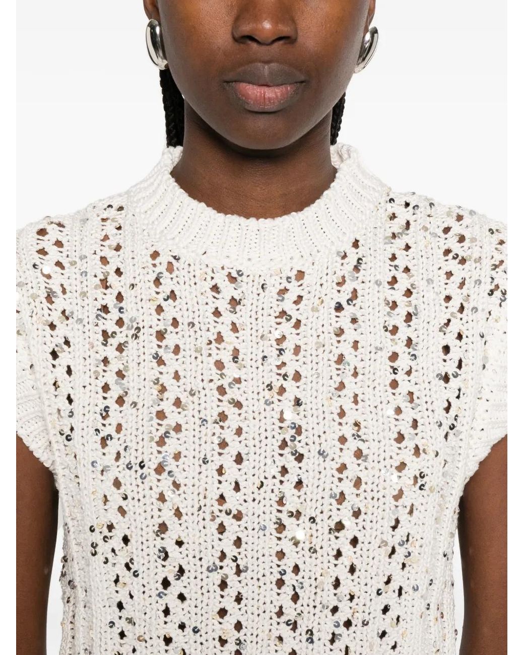 Peserico White Débardeur À Sequins