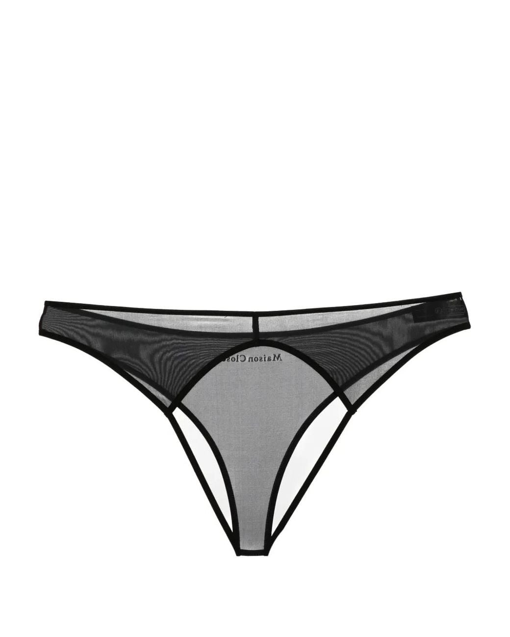Maison Close Black Open Semi-Sheer Thong