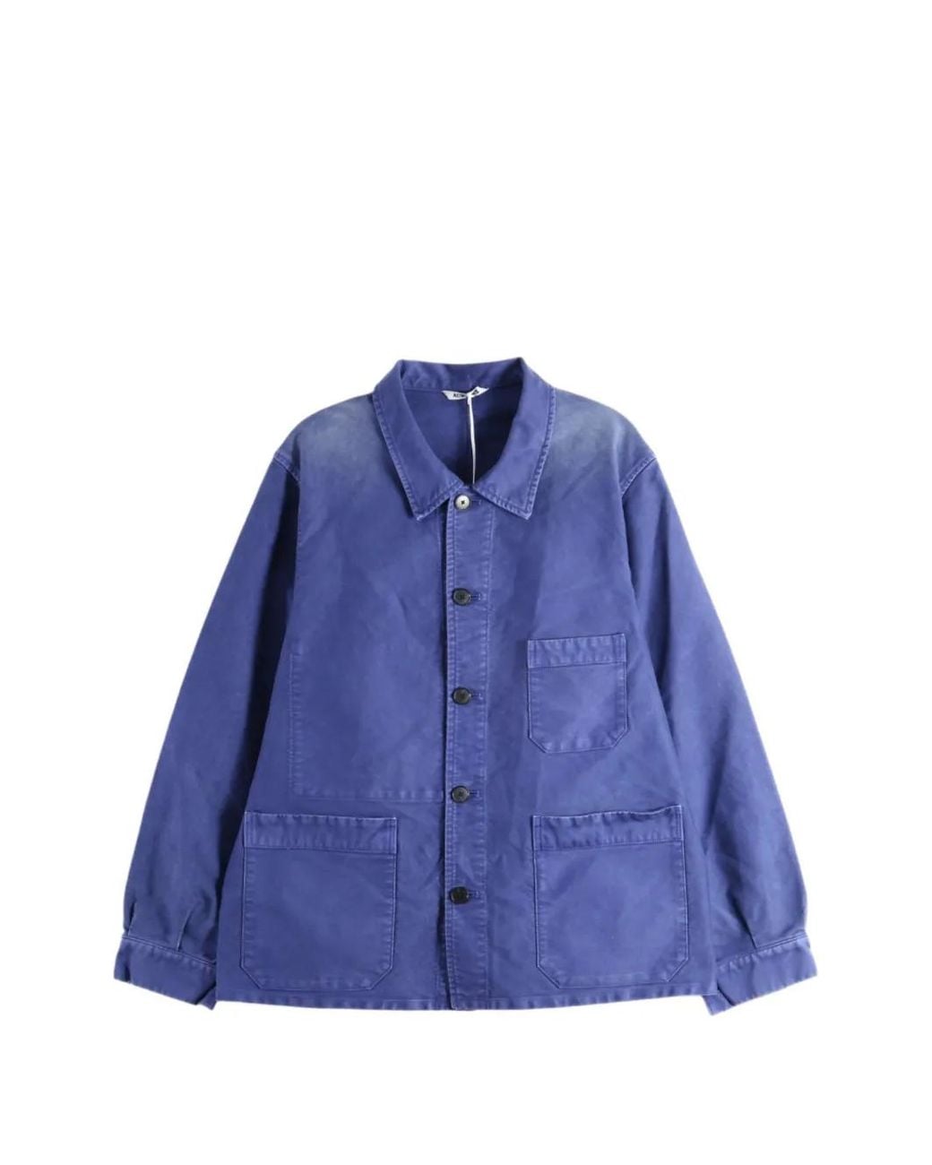 Auralee Blue Faded-Effect Patch-Pocket Jacket for men