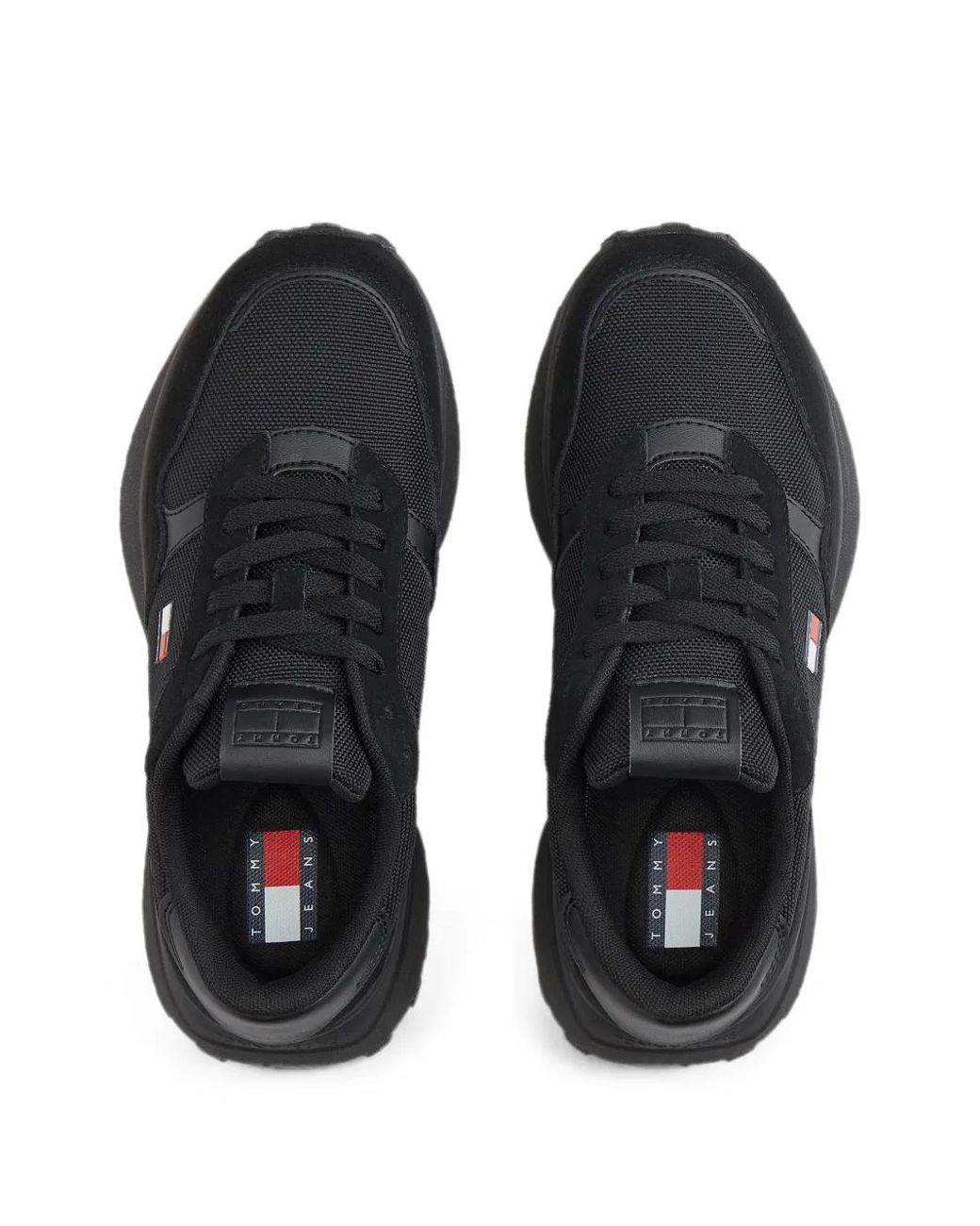 Tommy Hilfiger Black Logo-Patch Lace-Up Sneakers