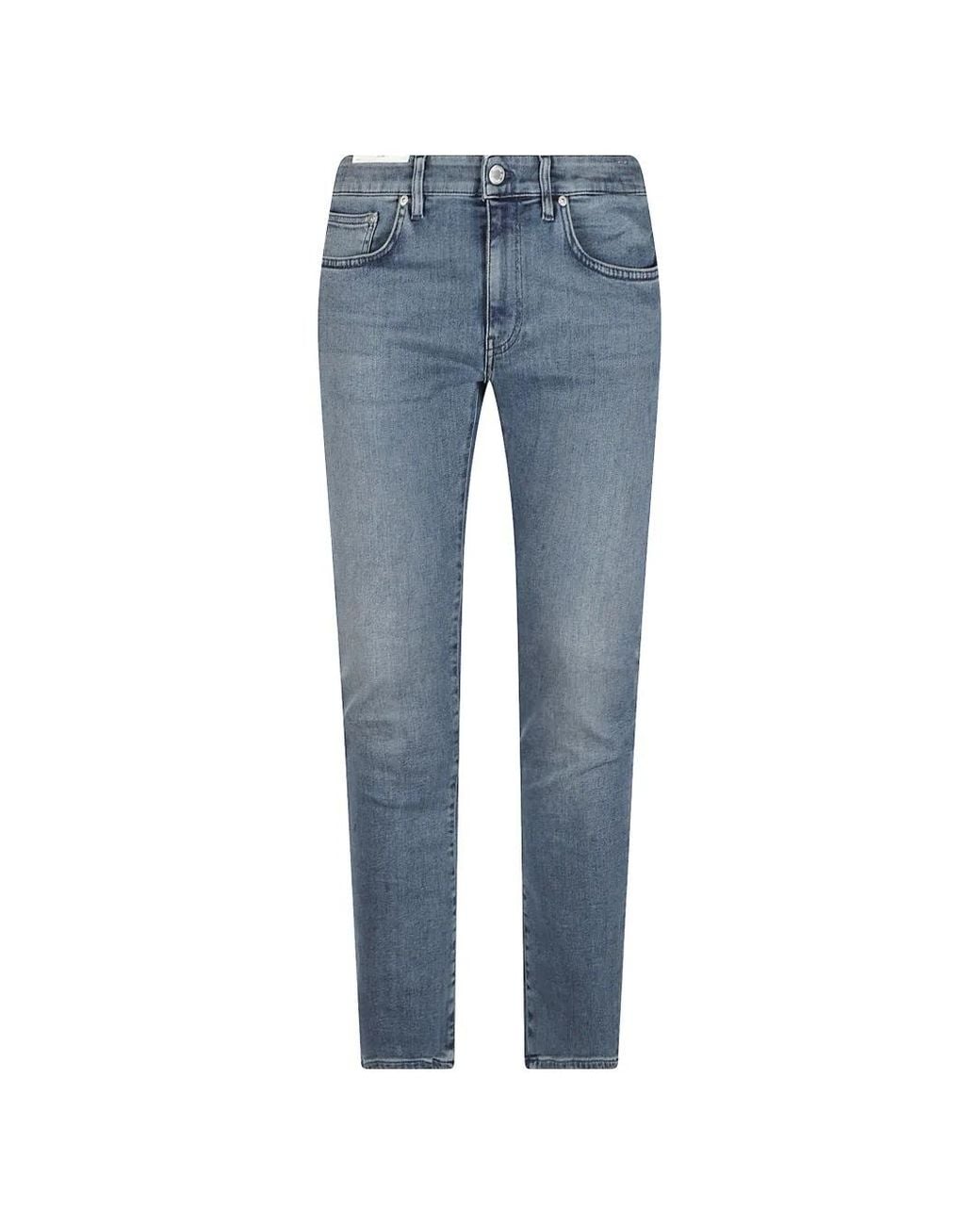 PT Torino Blue Faded-Effect Whiskered Jeans for men