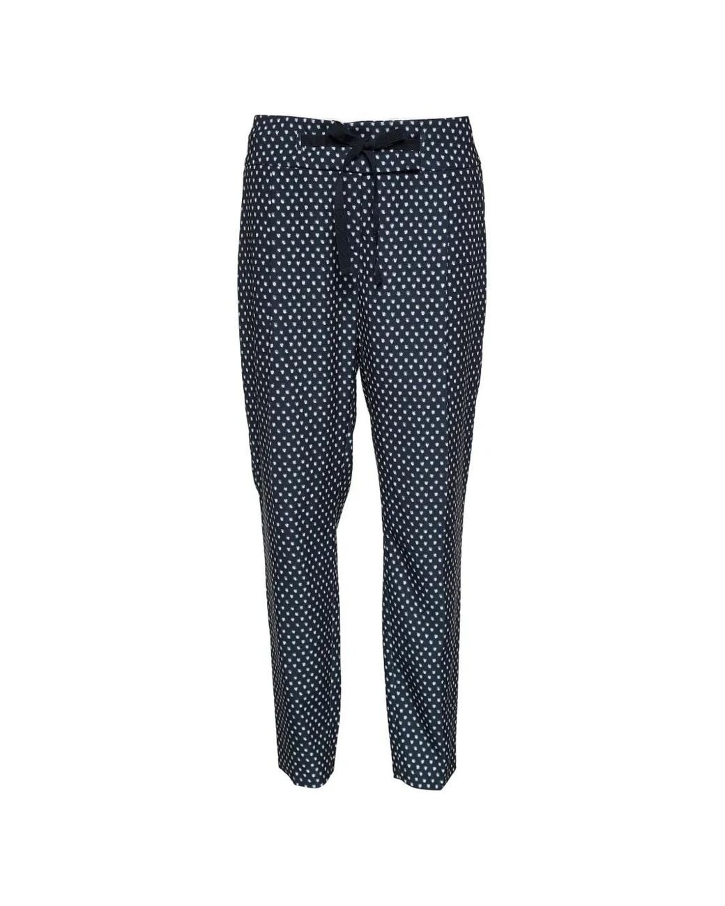 Weekend by Maxmara Blue Polka-Dot Tie-Waist Trousers