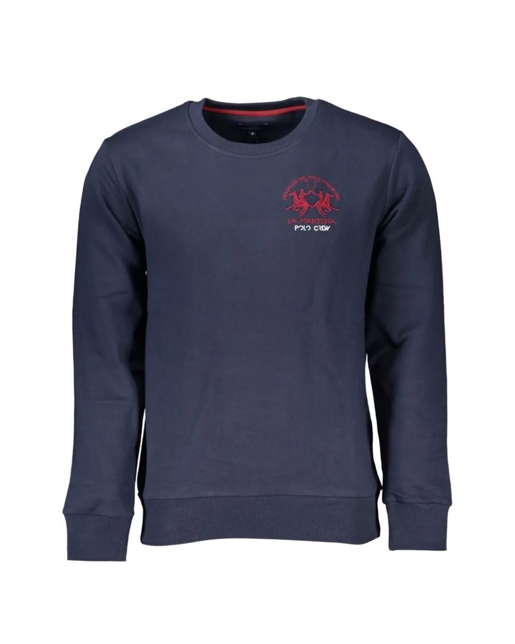 La Martina Blue Embroidered-Logo Cotton Sweater for men