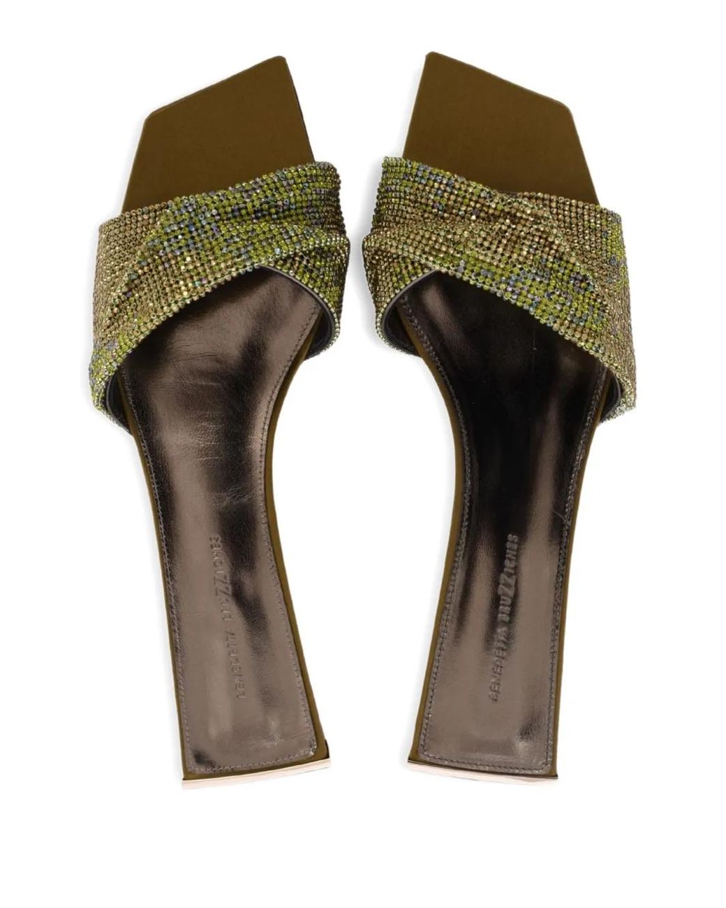 Benedetta Bruzziches Green Golrarda Embellished Square-Toe Slides