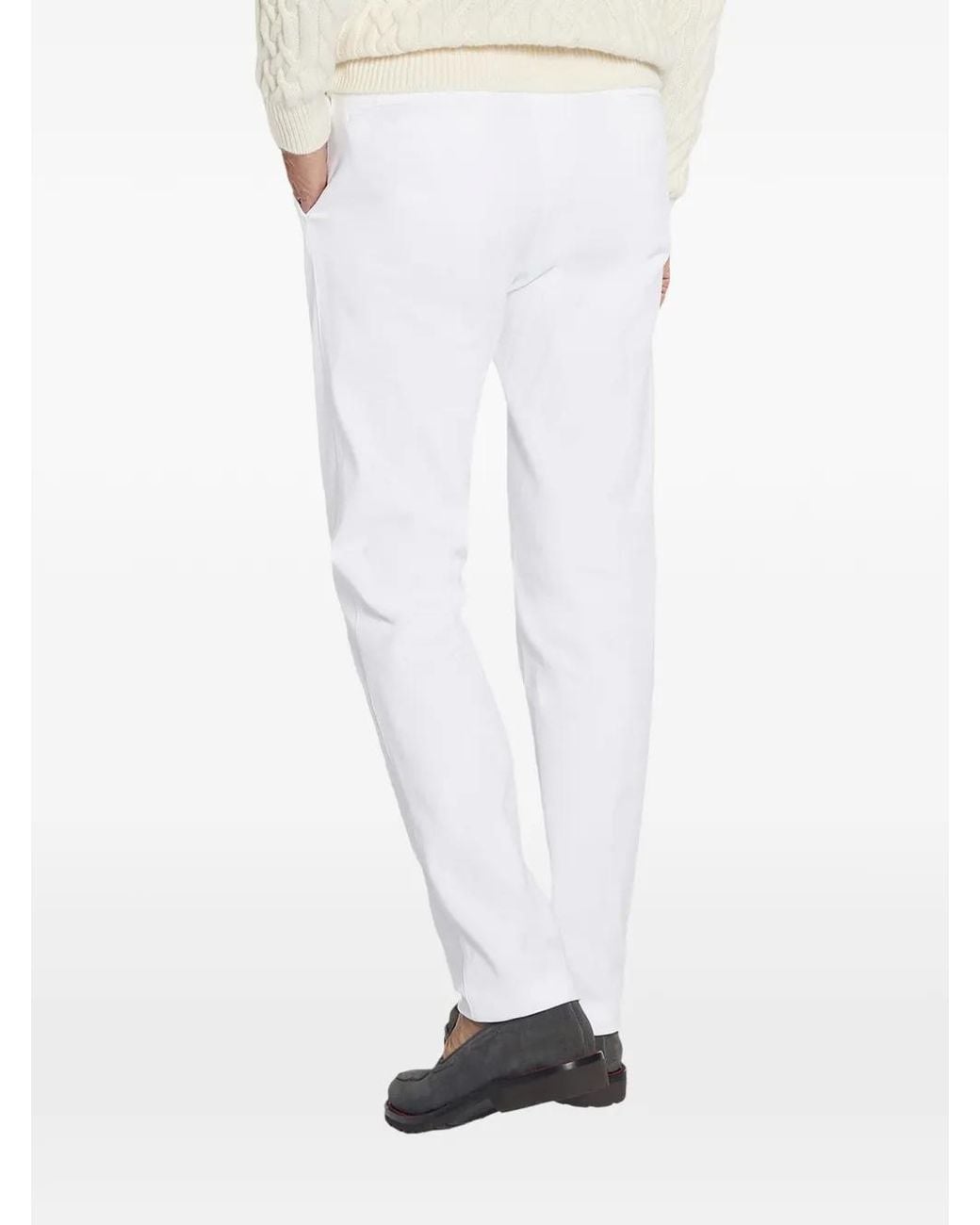 Kiton White Slim-Fit Trousers for men
