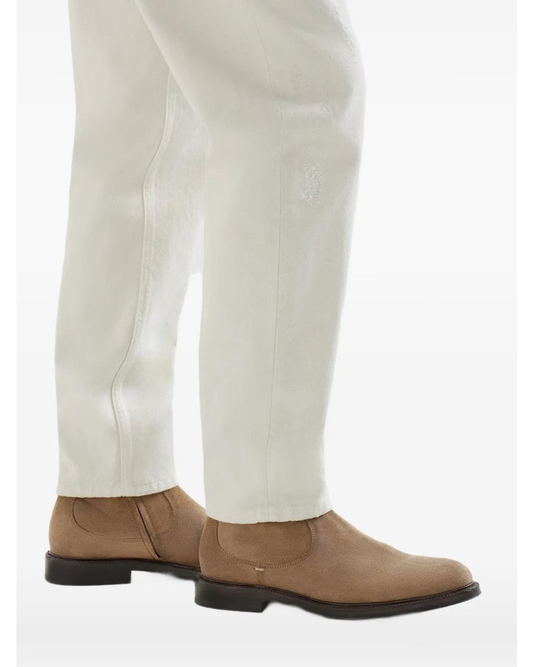 Brunello Cucinelli Brown Suede Boots for men