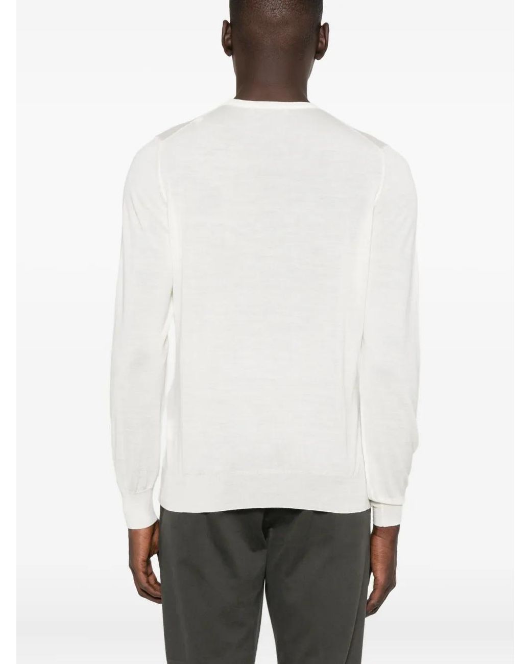 Fileria White Crew-Neck Wool Sweater for men