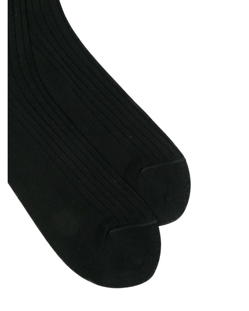 Zegna Black Logo-Print Socks