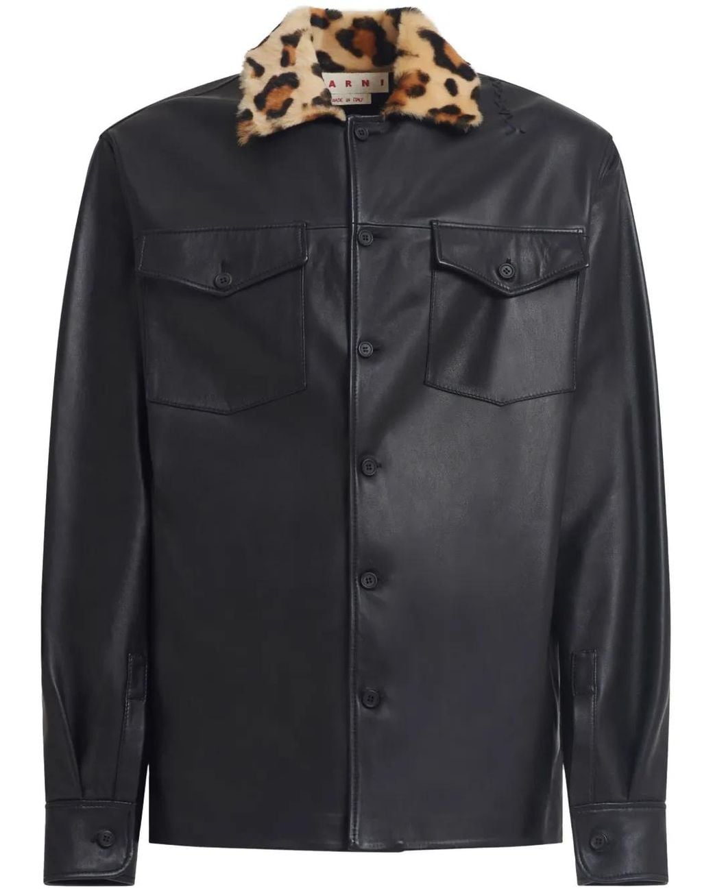 Marni Black Leather Shirt for men