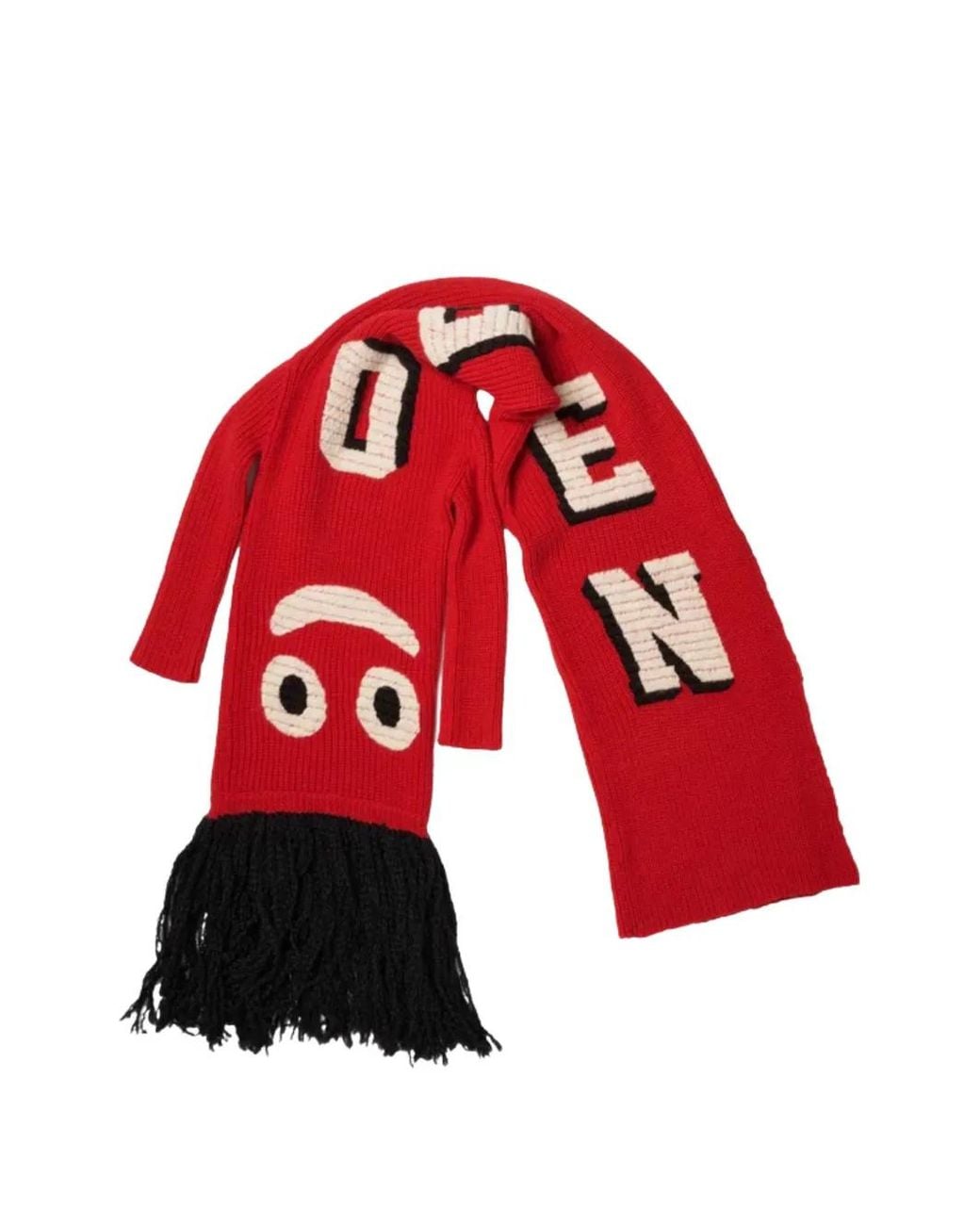 Doublet Red Air Dancer Logo-Intarsia Fringed Scarf