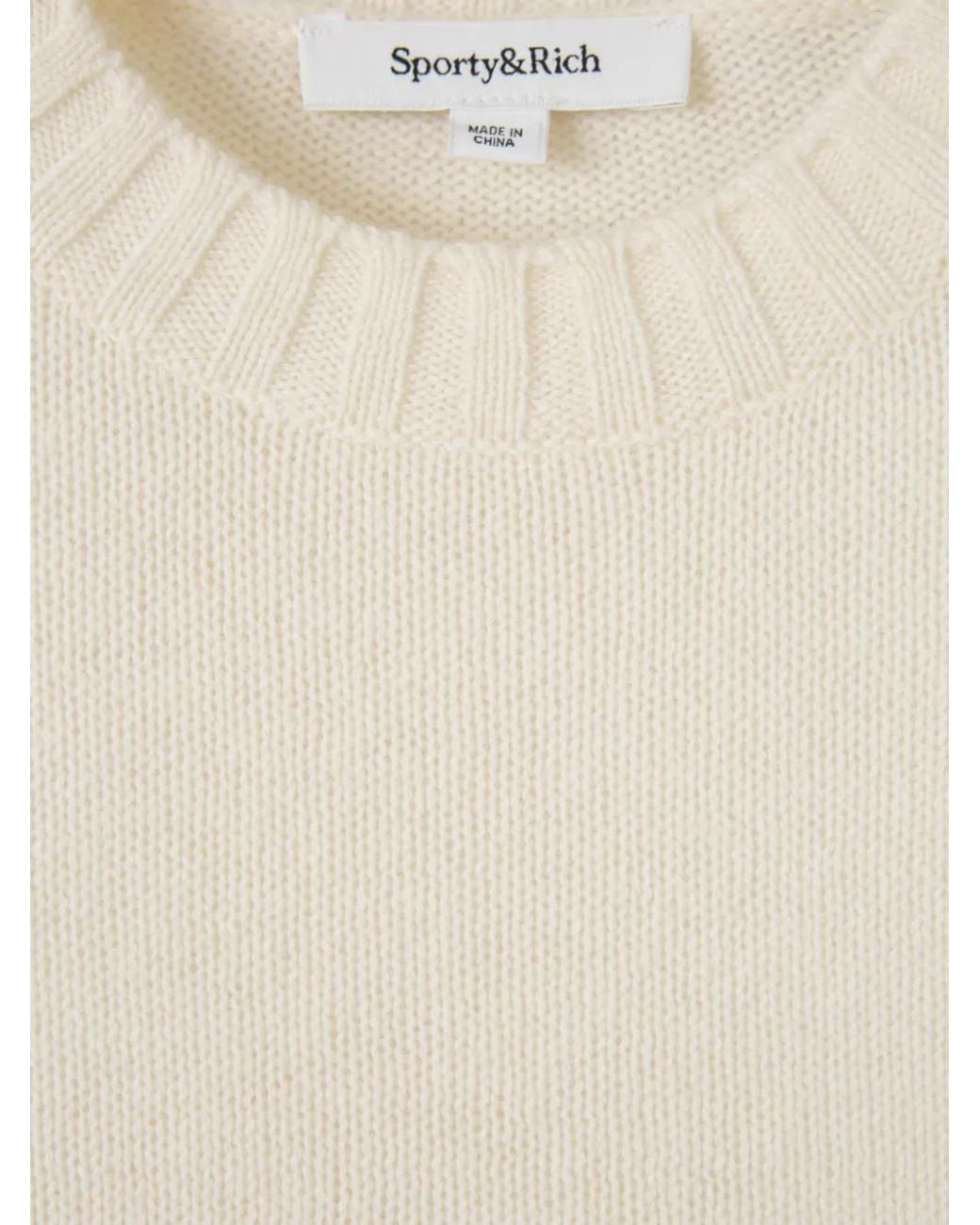 Sporty & Rich White Rhinestone-Logo Sweater