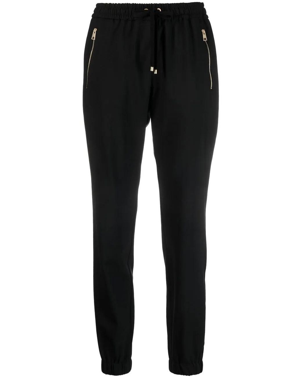 Lorena Antoniazzi Black Virgin Wool-Blend Track Pants