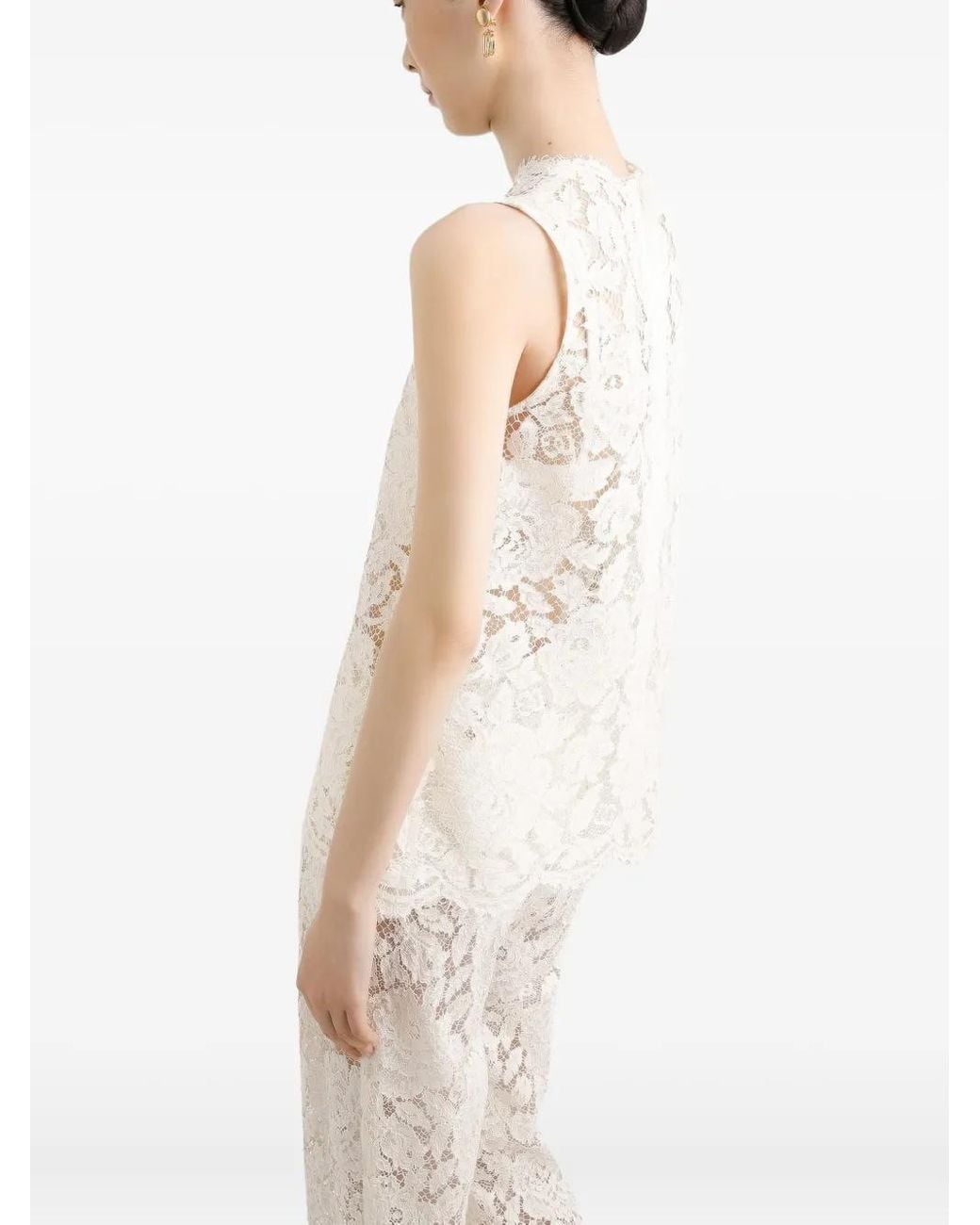 Dolce & Gabbana White Dna Lace-Detailing Top