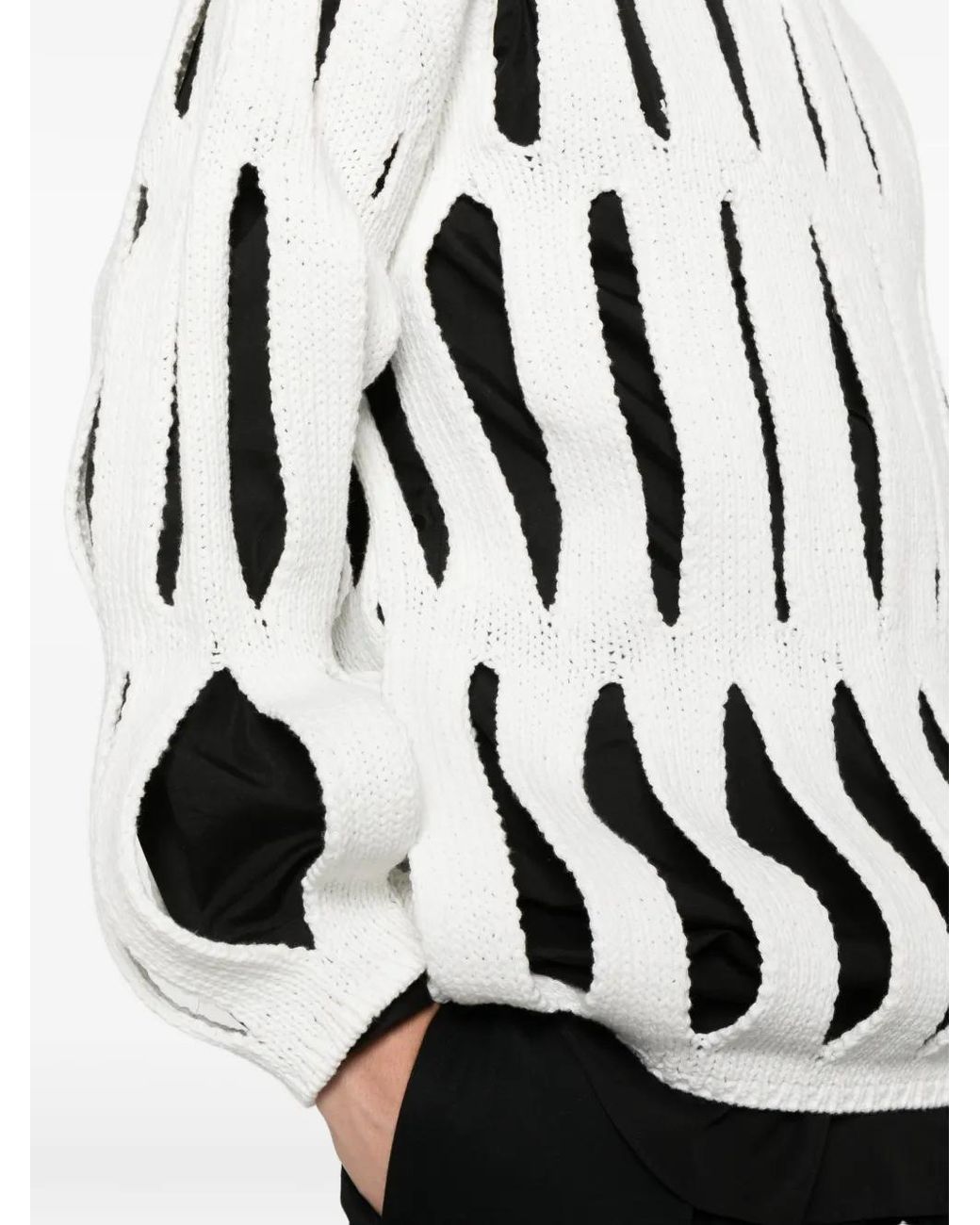 Comme des Garçons White Cut-Out Knit Sweater for men