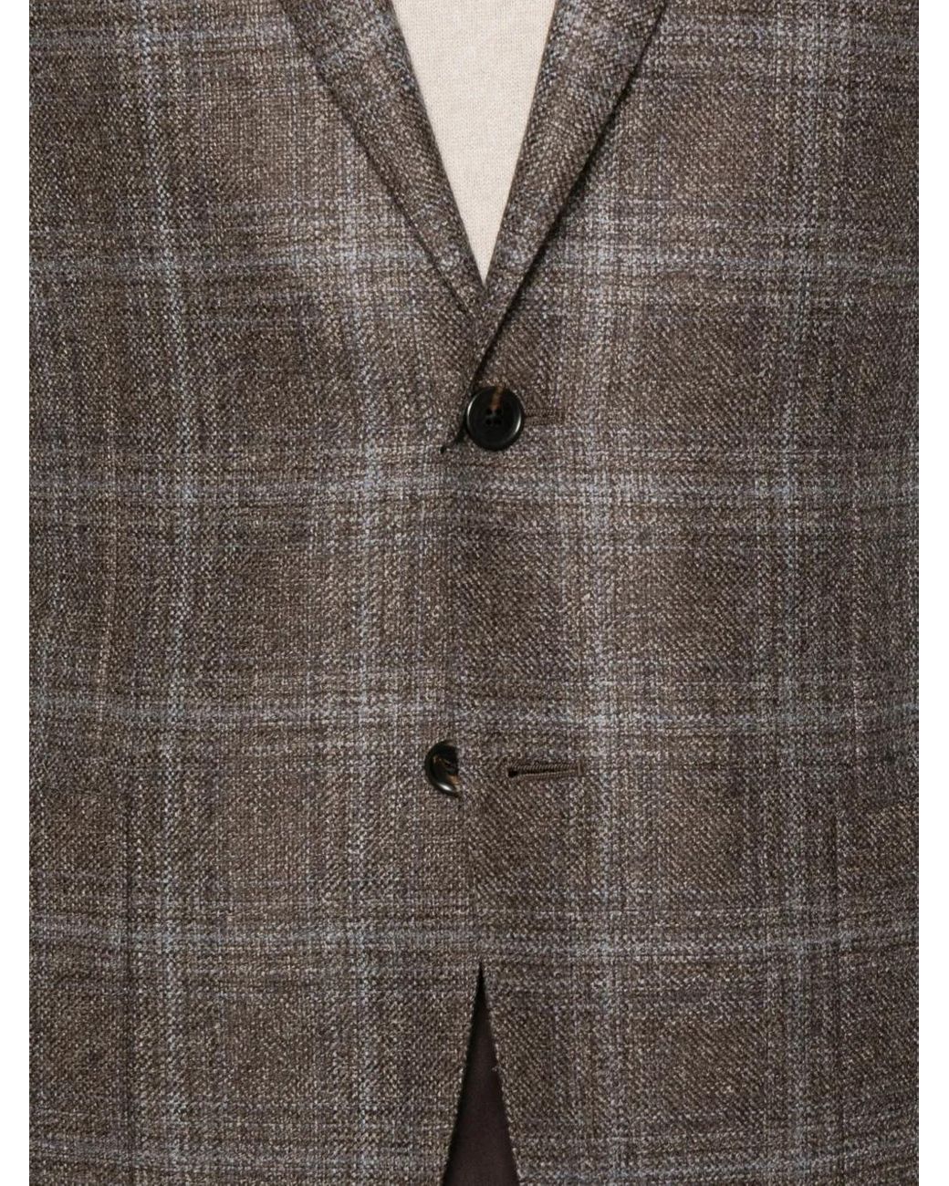 Corneliani Gray Checked Two-Button Blazer for men