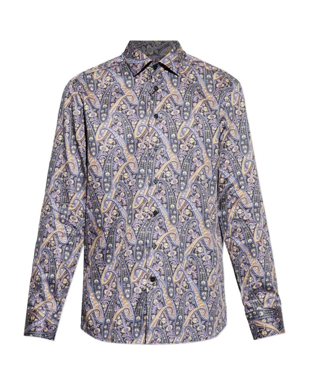 Etro Purple Paisley-Print Cotton Shirt for men